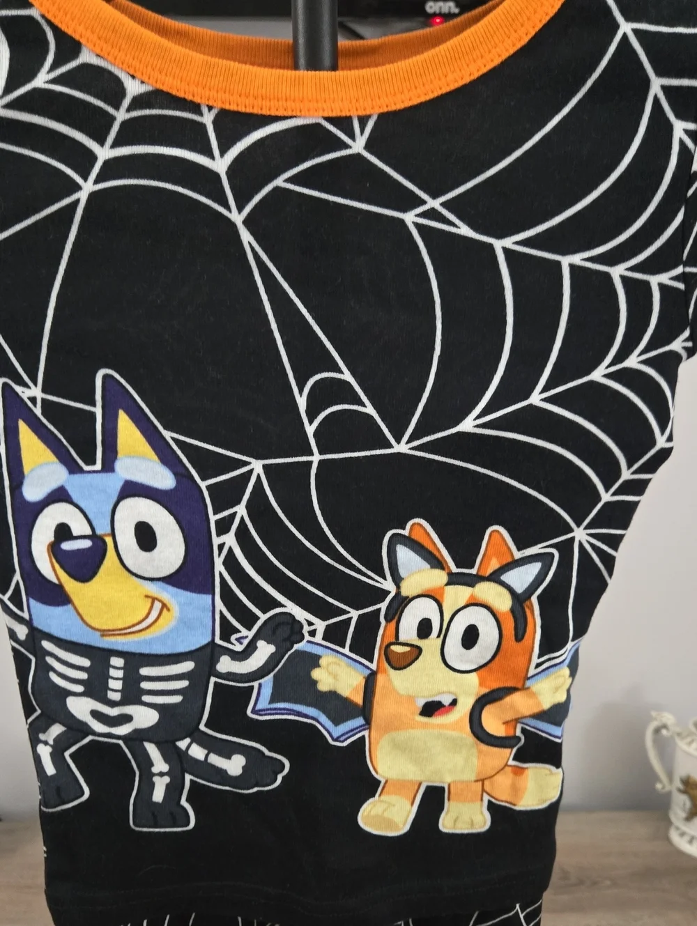 Kids Black & Orange Spiderweb Character Pajama Set